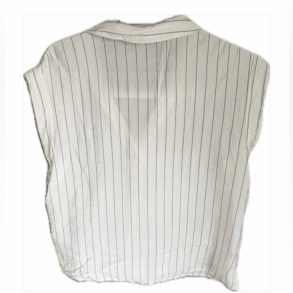 Nine Britton White Pinstripe Sleeveless Blouse - Picture 6 of 6